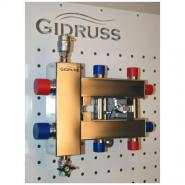 Коллектор отопления с гидрострелкой Gidruss BMSS-60-3DU из нержавеющей стали (60 кВт, 3 контура G 1'' НР, вход G 1 1/4'' НР Межосевое расст 125мм)
